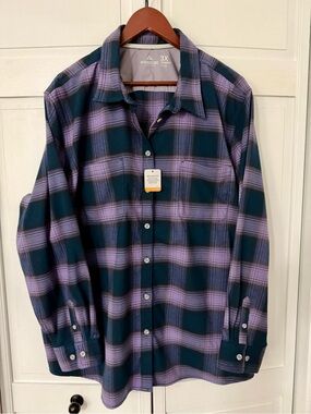 Women’s Purple and BlackPlaid Button-Down Shirt - Ridgecut